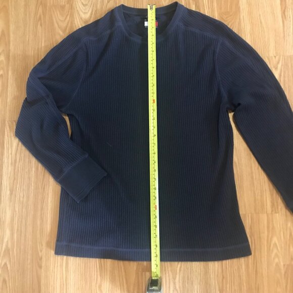 Tommy Hilfiger Sweater Ribbed Long Sleeve Crew Neck L/G Navy Blue Cotton Vintge - Picture 6 of 6